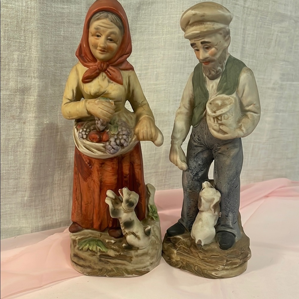 Vintage Ceramic Figurines with dogs vintage home interior